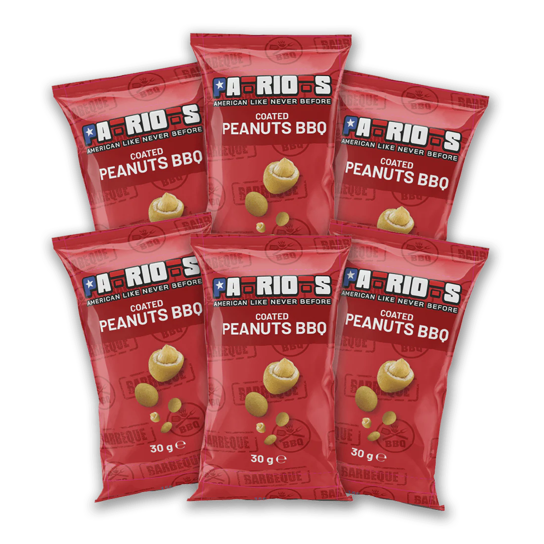 6x Patriots Coated Peanut BBQ, arachidi al barbecue da 30g
