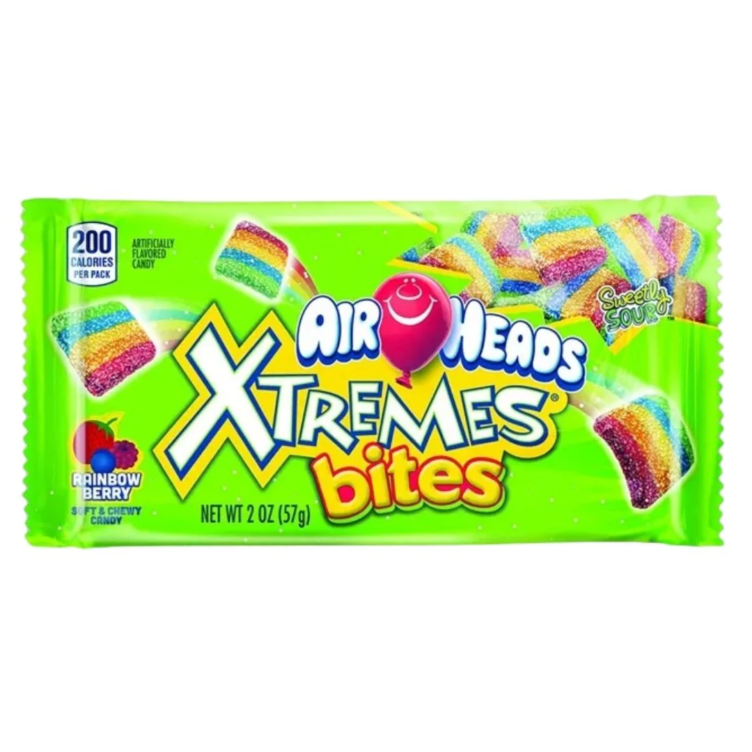Airheads Xtremes Candy Rainbow Berry Bites, caramelle aspre alla frutta da 57g