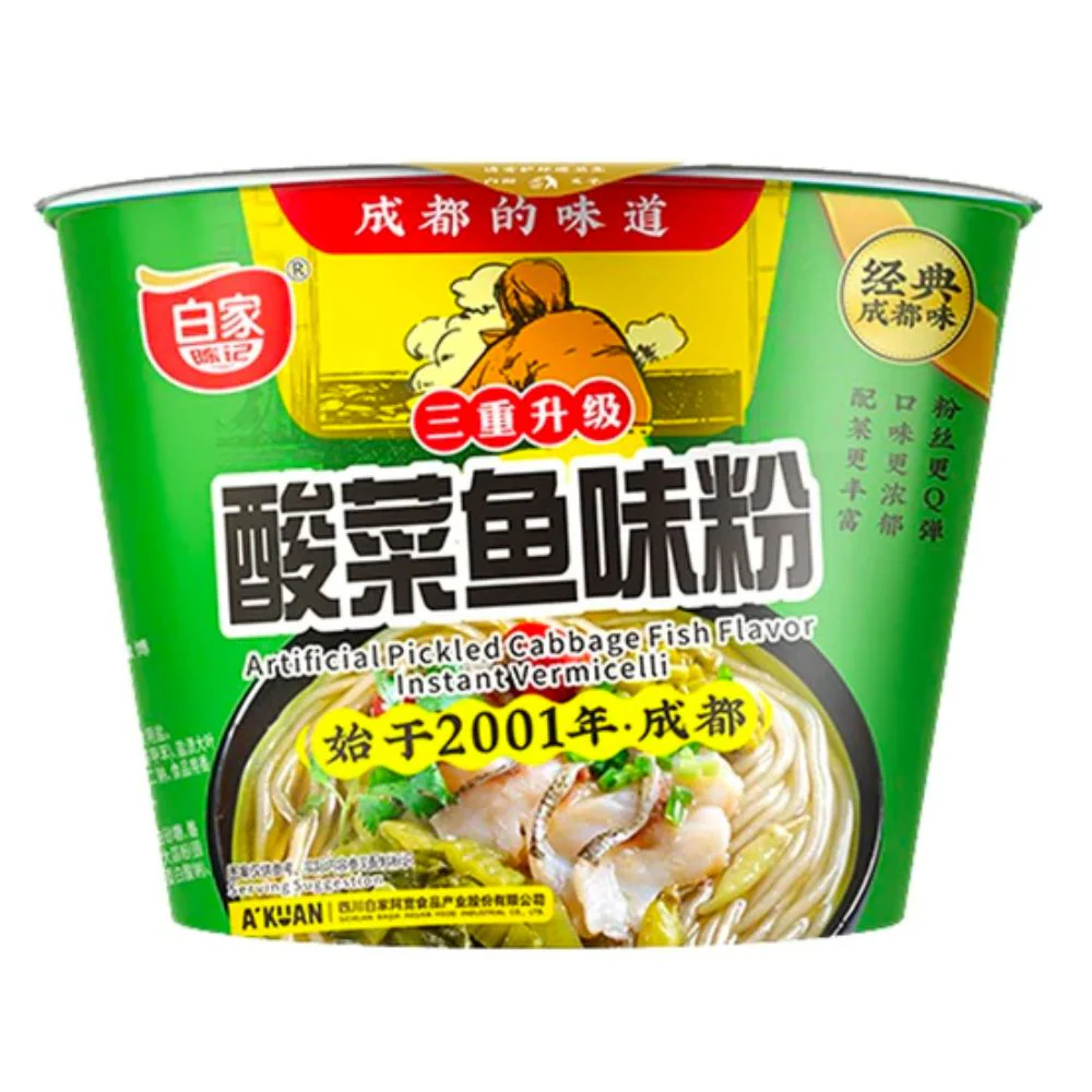 A'Kuan Instant Vermicelli Artificial Pickled Cabbage Fish Flavor, vermicelli al gusto di pesce e cavolo in salamoia da 110g