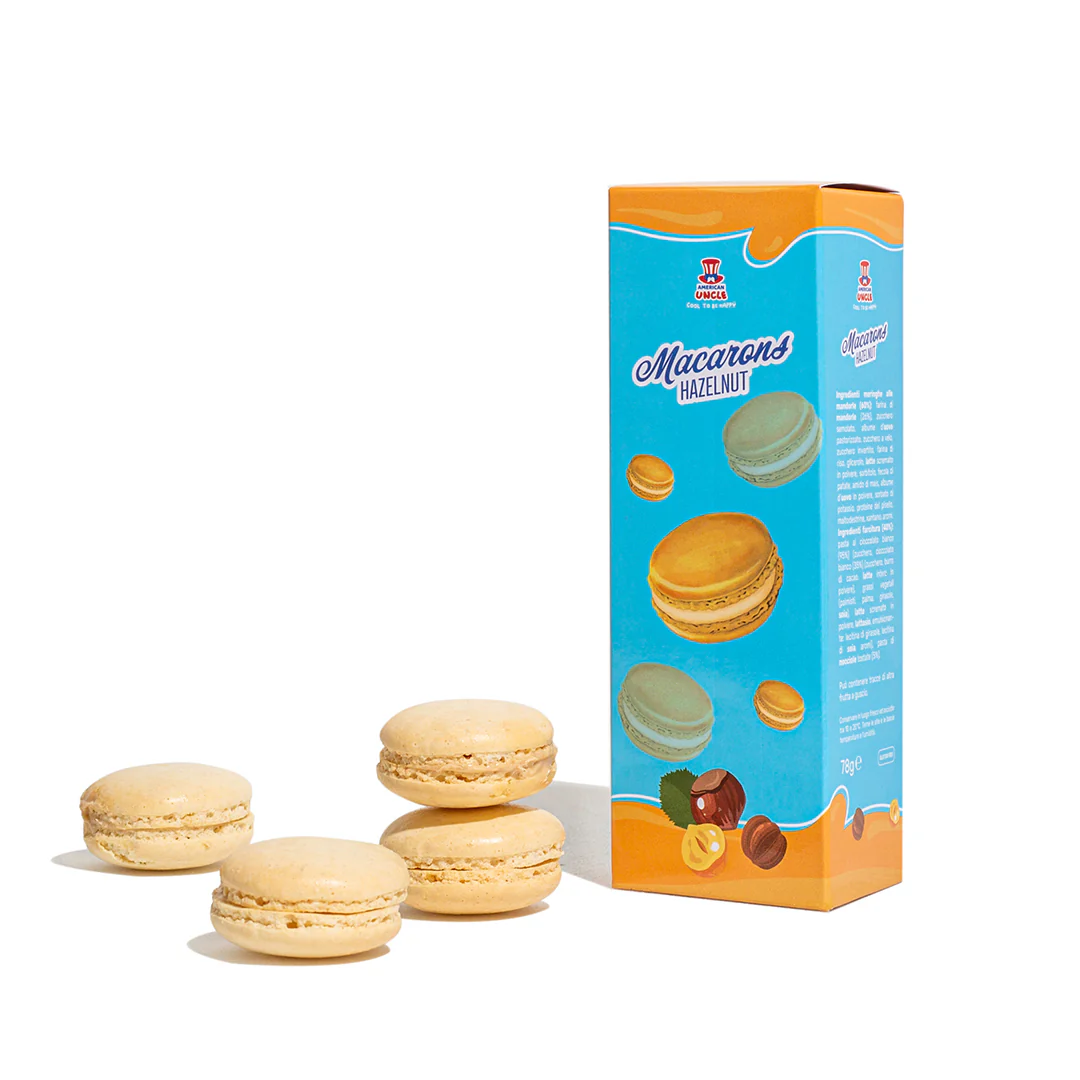 American Uncle Macarons Hazelnut, meringhe alle mandorle ripiene di crema alle nocciole da 78g - Image 3