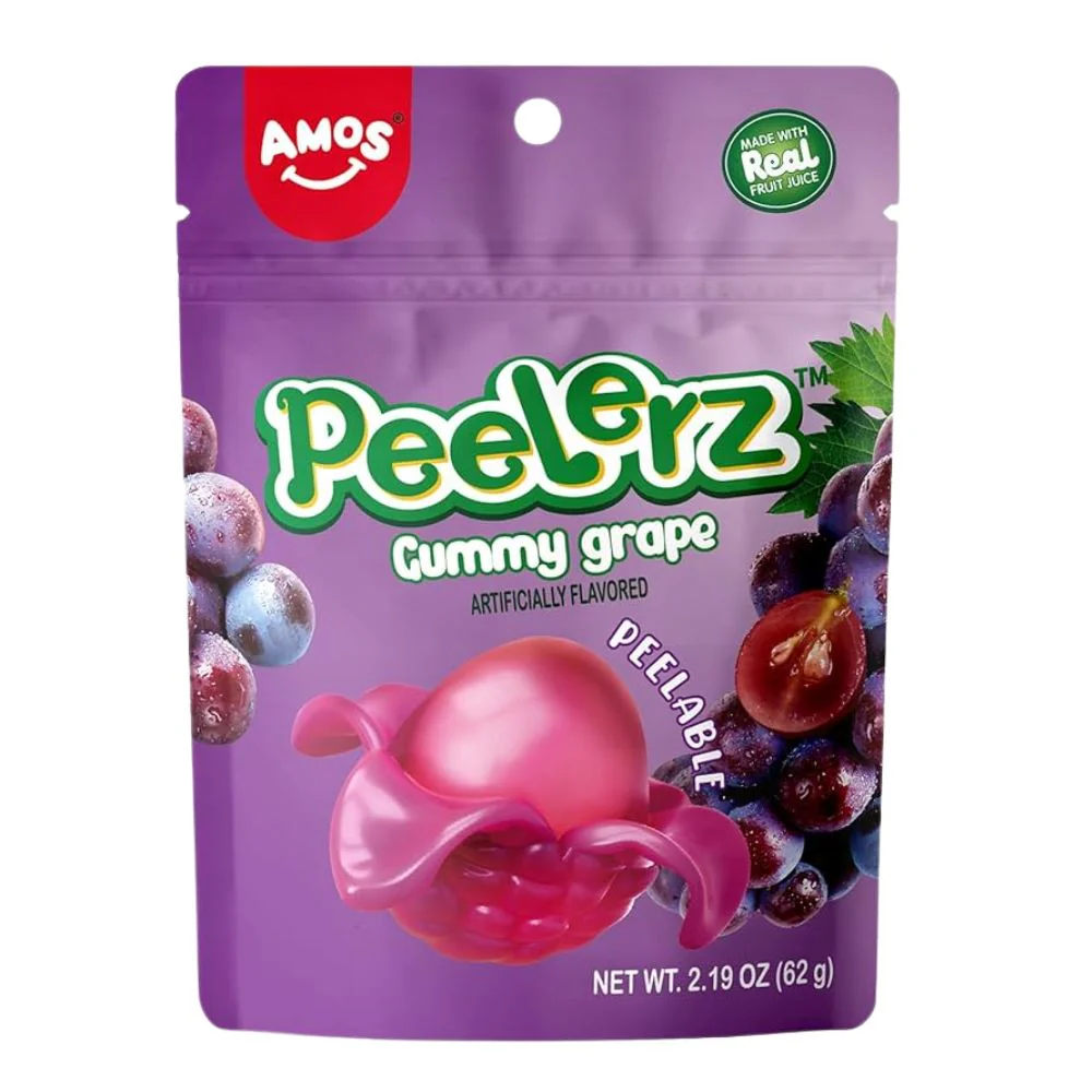 Amos Peelerz Gummy Grape, caramelle gommose al gusto di uva da 65g