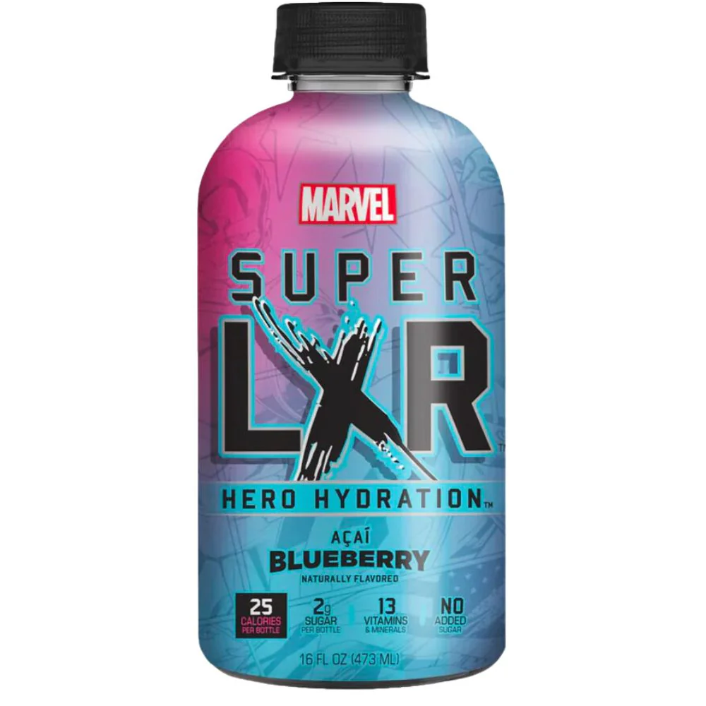 AriZona x Marvel Super LXR Hero Acai Blueberry, energy drink al gusto di acai e mirtillo da 473ml