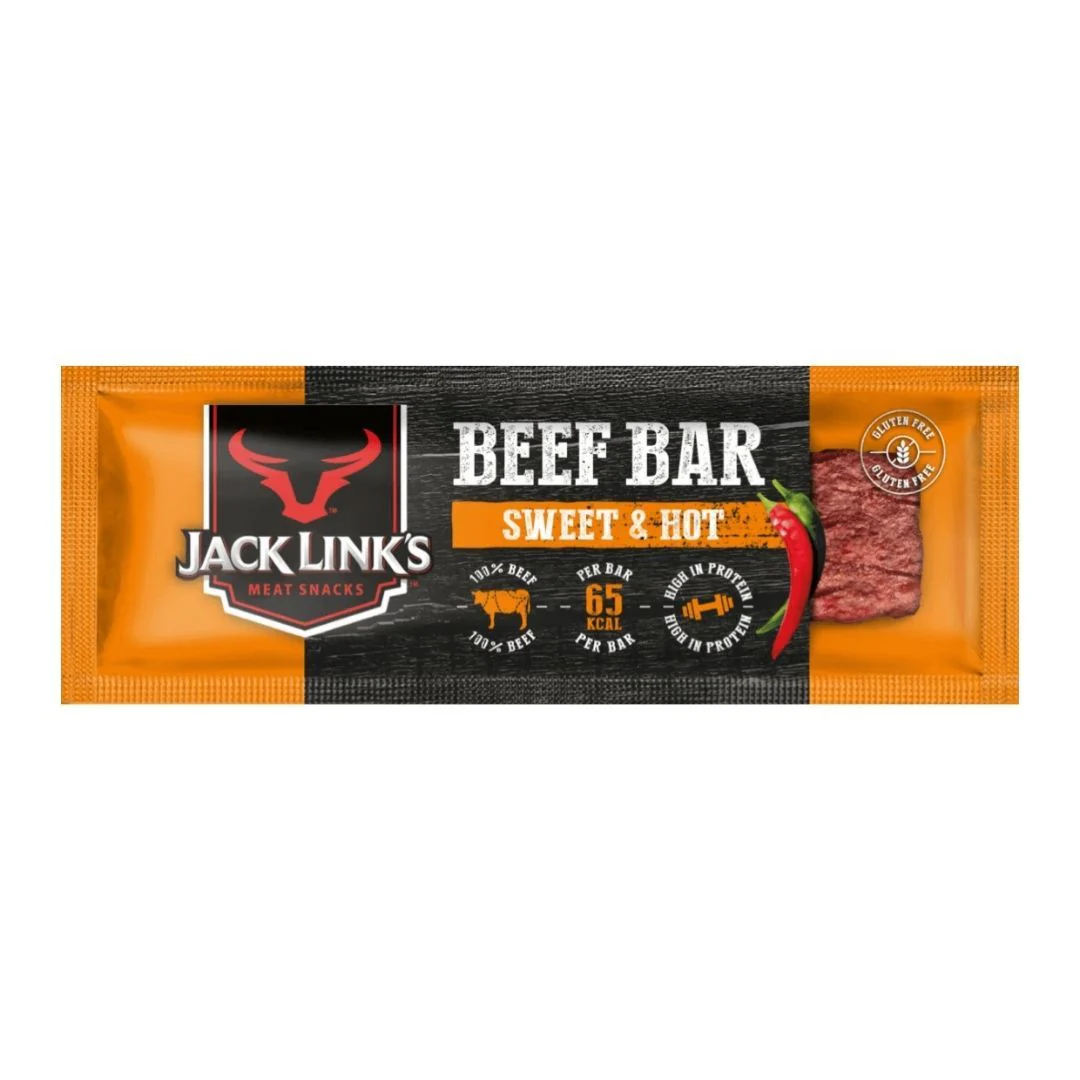 Barretta Jack Link's Beef Jerky Sweet & Hot, carne essiccata piccante da 22.5g