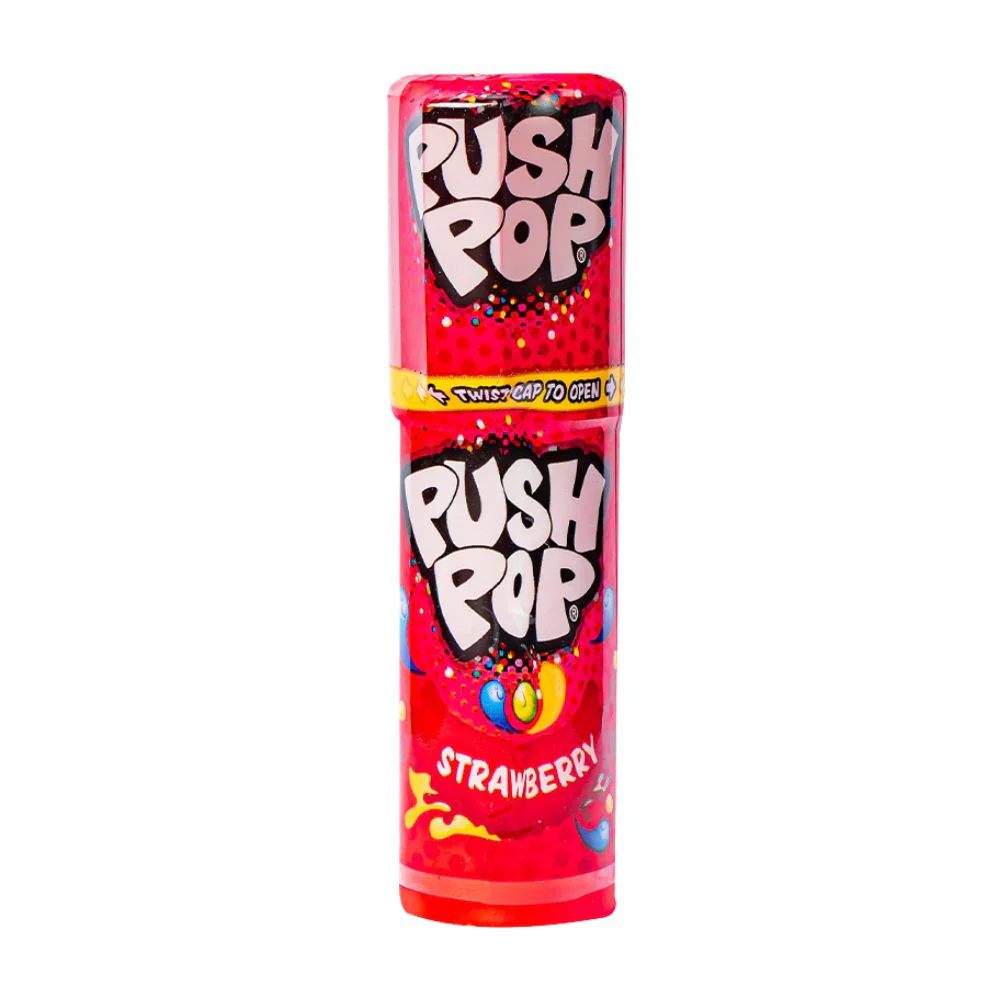 Bazooka Push Pop Strawberry, caramella dura al gusto di fragola da 15g
