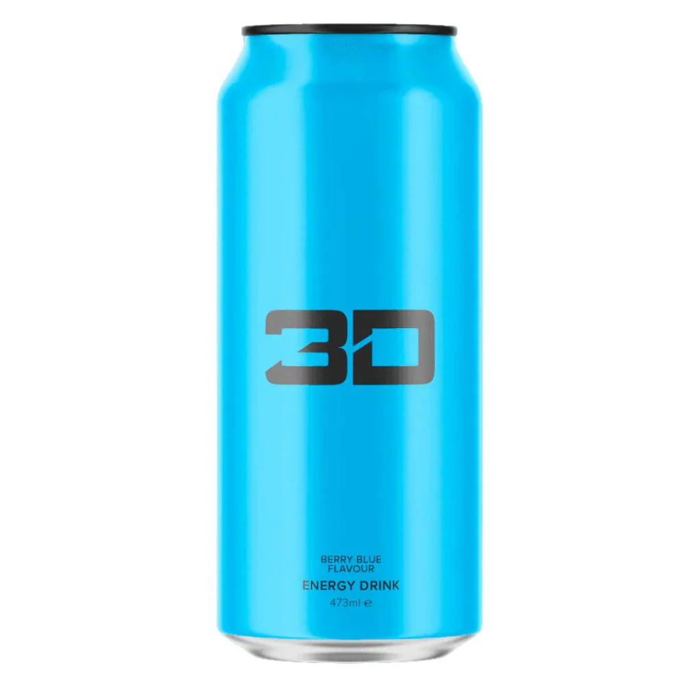 3D Berry Blue Flavour Energy Drink, energy drink al gusto di mirtillo da 473ml