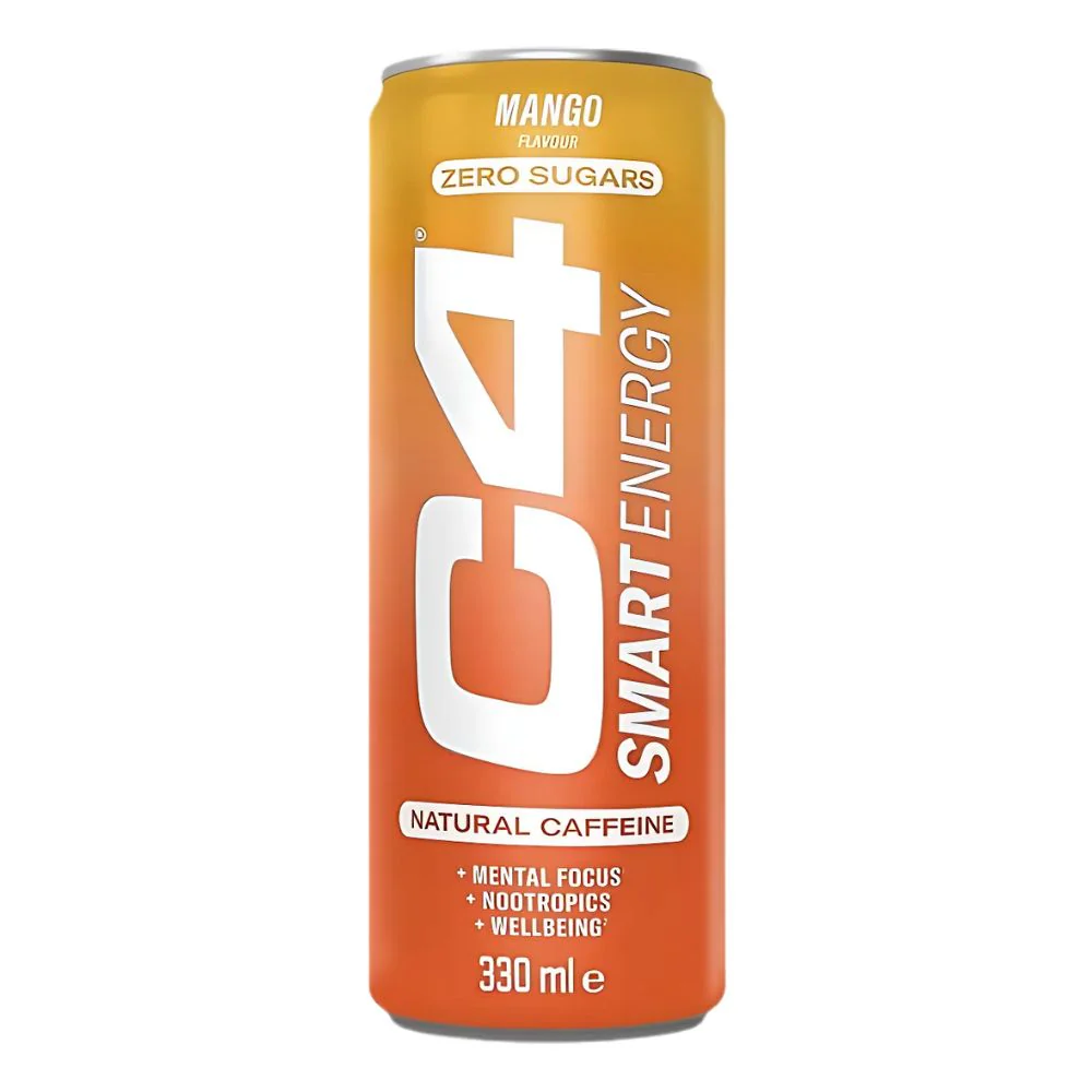 C4 Mango Zero Sugar, energy drink al gusto di mango da 330ml