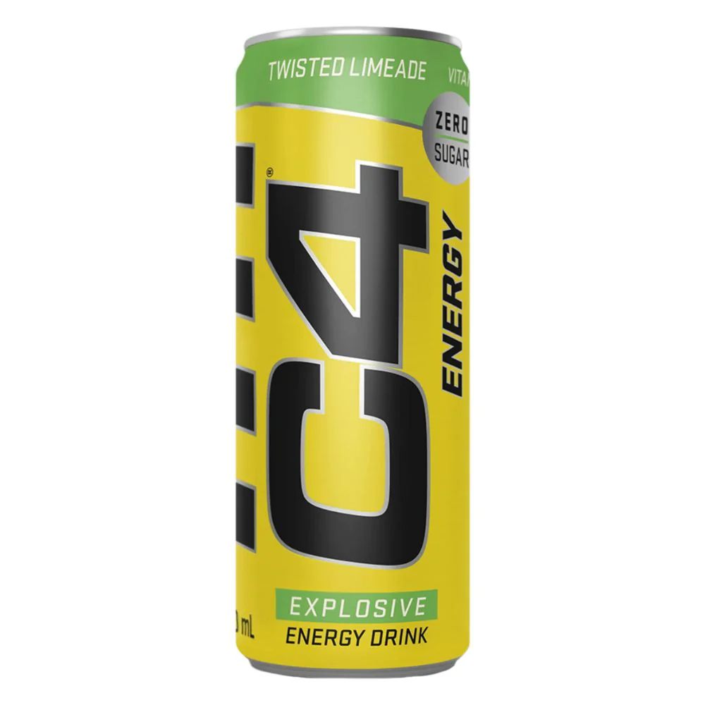 C4 Twisted Limeade Zero Sugar, energy drink al gusto di limone e lime da 330ml