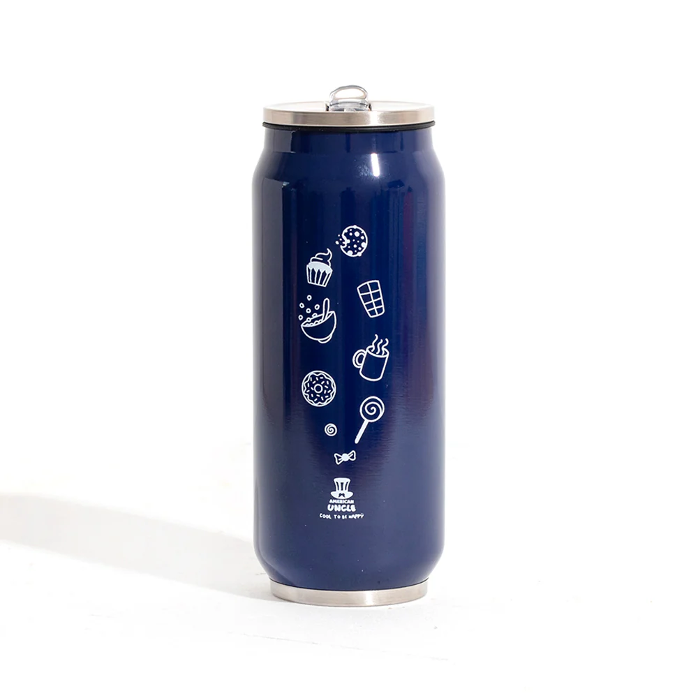 Borraccia Cool to be Happy, borraccia in acciaio blu da 500ml con cannuccia antibatterica integrata - Image 3