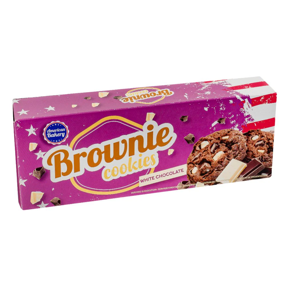 American Bakery Brownie Cookies, biscotti con cioccolato fondente e cioccolato bianco da 106g