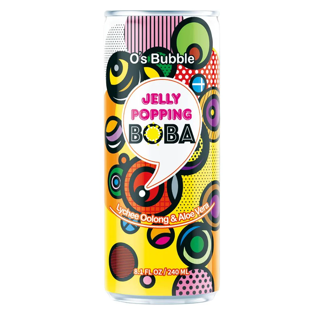 O's Jelly Popping Boba Lychee Oolong & Aloe, bubble tea al gusto di litchi e aloe da 240ml