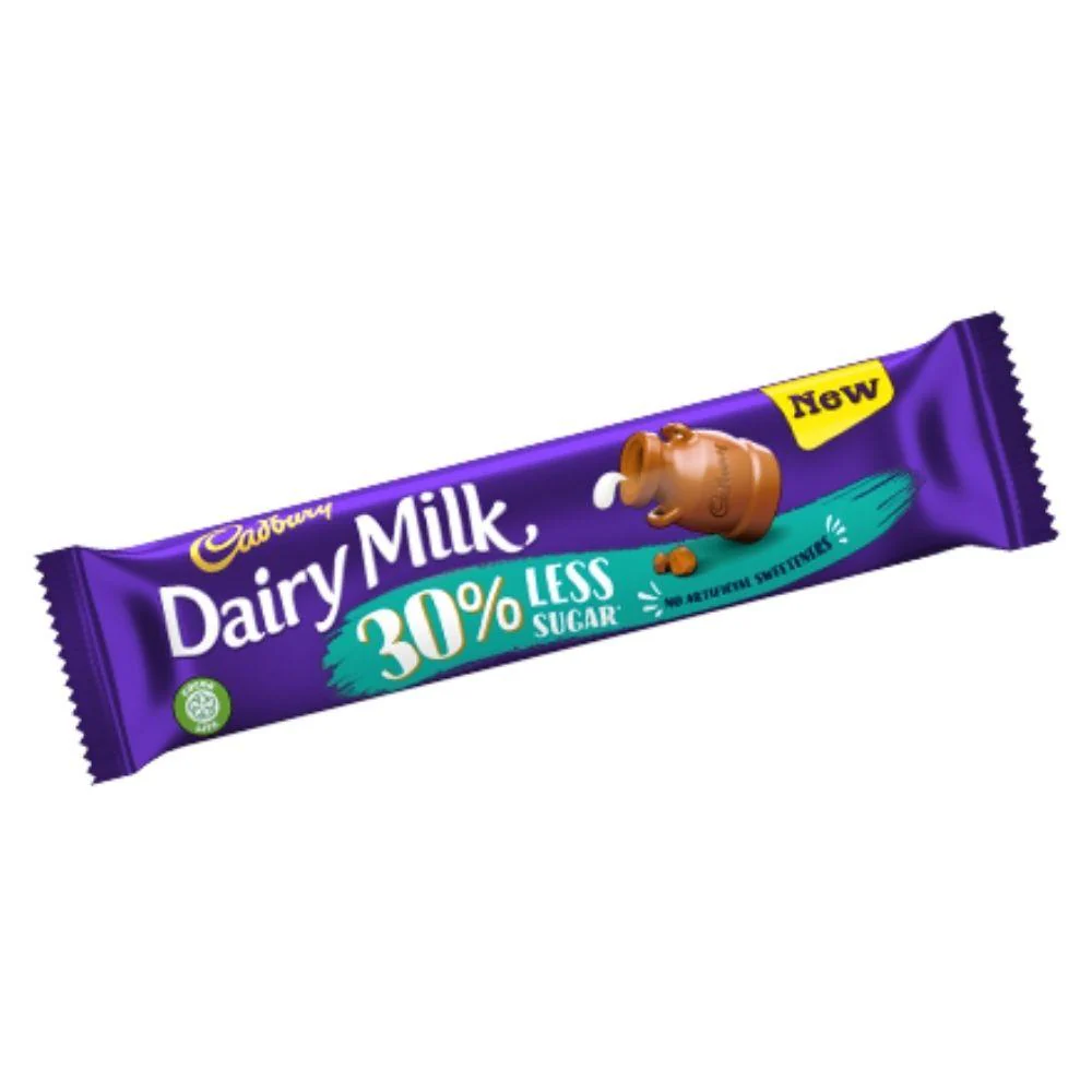 Cadbury Dairy Milk Less Sugar, barretta di cioccolato al latte con pochi zuccheri da 35g