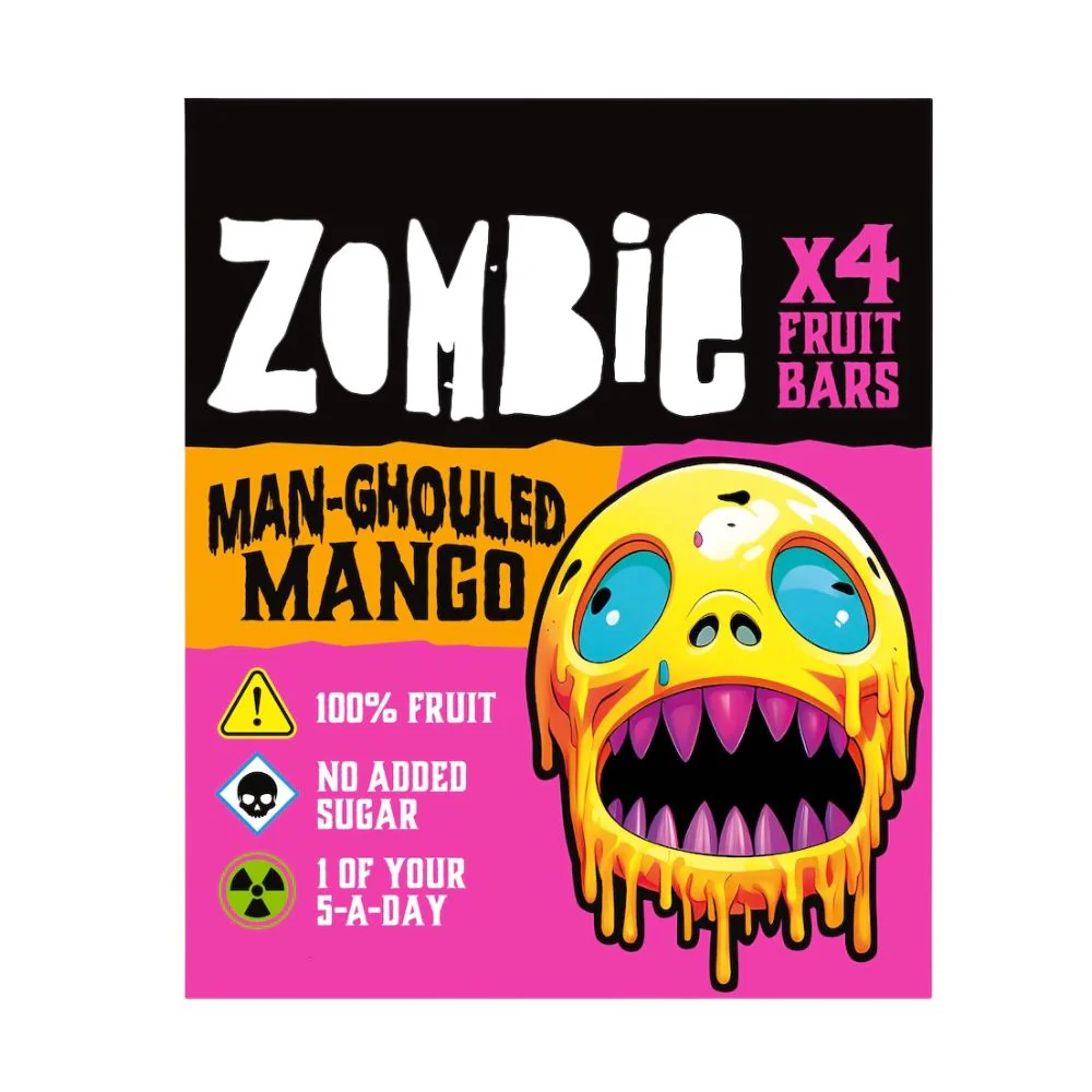 Zombie Man-Ghouled Mango Fruit Bars, barrette di frutta mela e mango da 100g