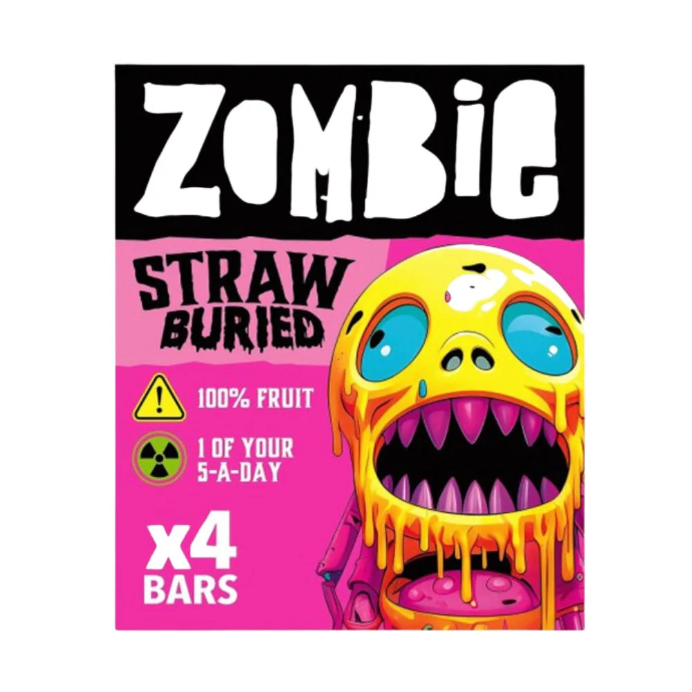 Zombie Straw Buried Fruit Bars, barrette di frutta mela e fragola da 100g