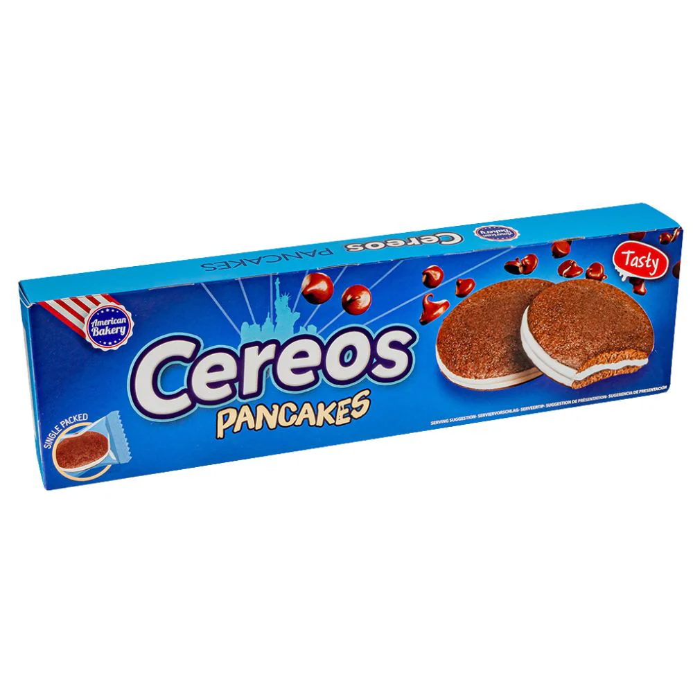 American Bakery Cereos Pancakes, dolci al cacao con glassa bianca da 144g