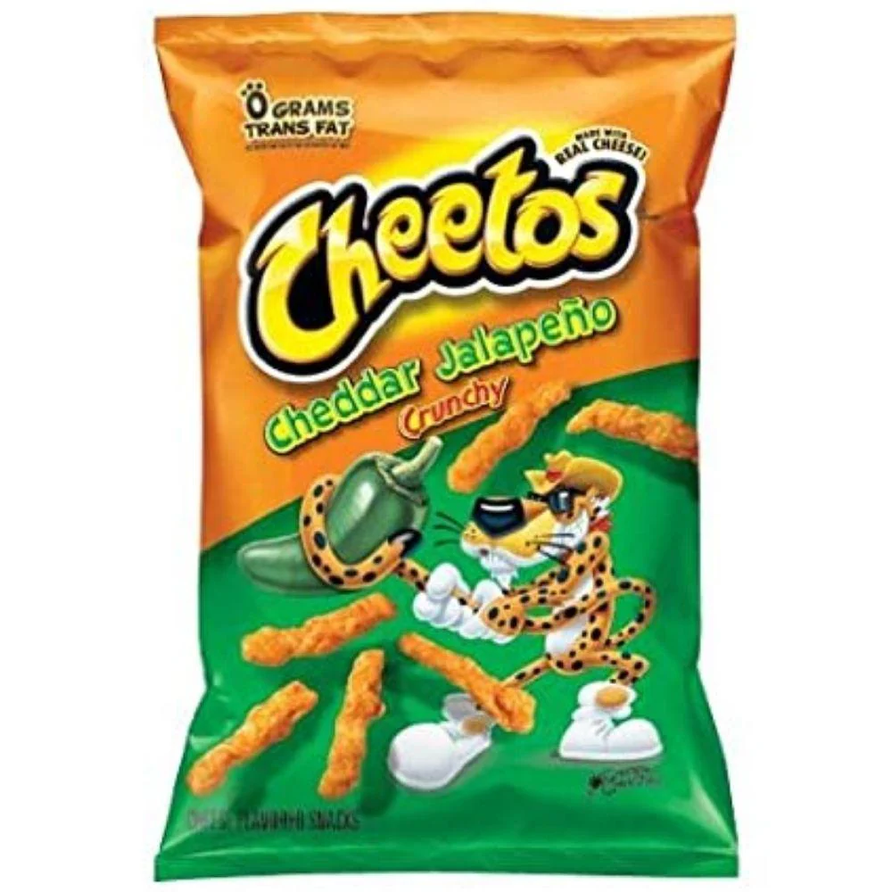 Cheetos Cheddar Jalapeño Crunchy, bastoncini al formaggio e al peperoncino Jalapeño da 226gr