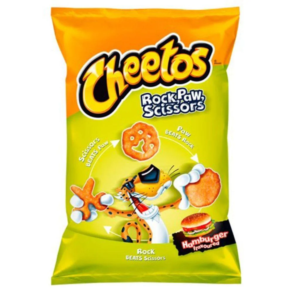 Cheetos Rock, Paw, Scissors Hamburger, patatine al gusto di hamburger da 85g