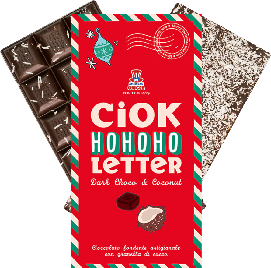 ChocoLetter Dark Choco & Coconut, tavoletta di cioccolato fondente artigianale con granella di cocco da 100g