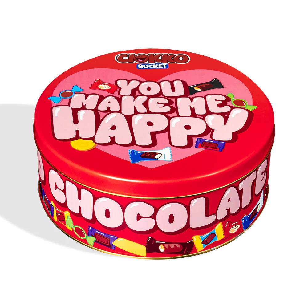 Ciokko Bucket “You make me happy”, latta di cioccolatini da 1 kg da comporre con i gusti preferiti della tua metà - Image 3