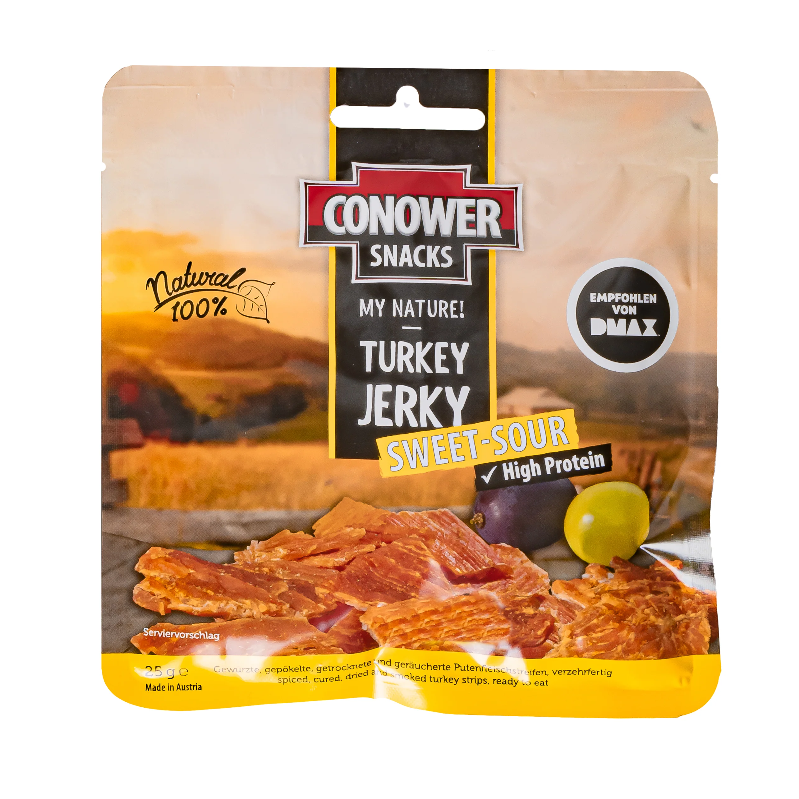 Conower Turkey Jerky Sweet Sour, carne di tacchino essiccata da 25g