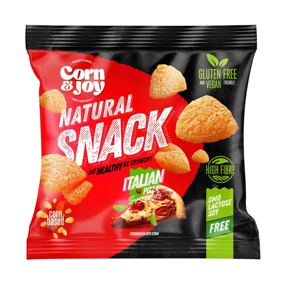 Corn & Joy Natural Snack Italian Pizza, snack di mais al gusto pizza da 40g