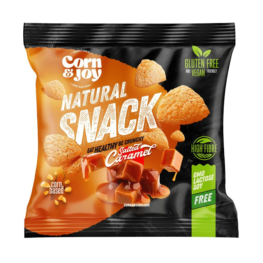Corn&Joy Natural Snack Salted Caramel, snack di mais al gusto di caramello salato da 40g