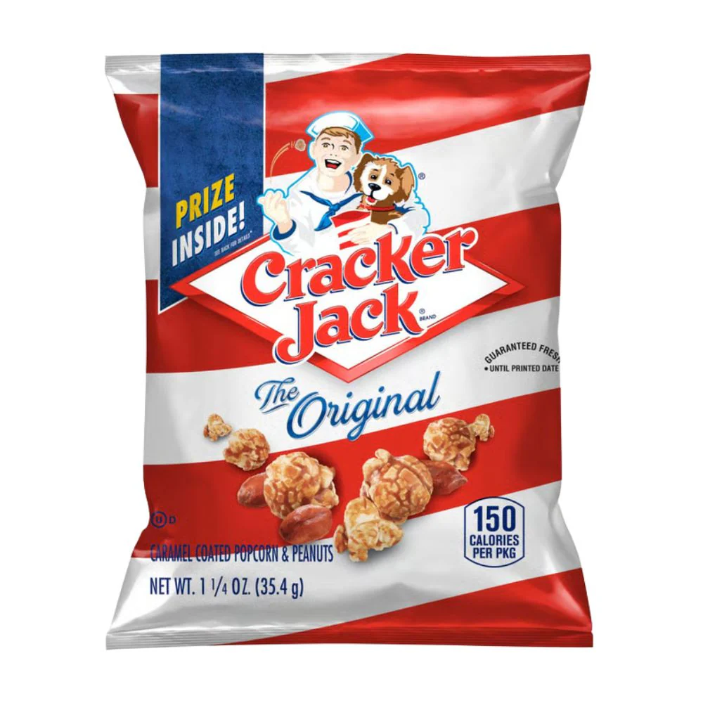 Cracker Jack Original Caramel Coated Popcorn & Peanuts, popcorn caramellati con arachidi da 35.4g