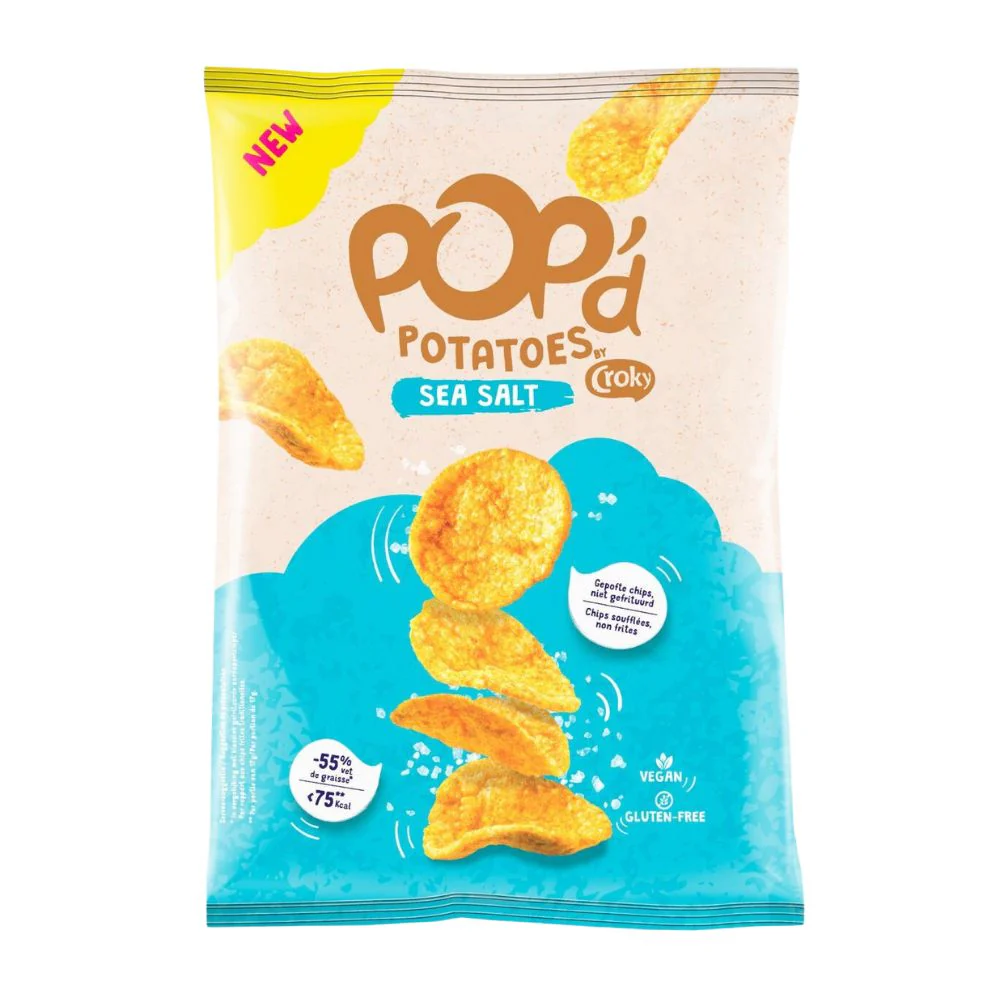 Croky Pop'd Sea Salt Chips, chips di patate con sale marino da 23g