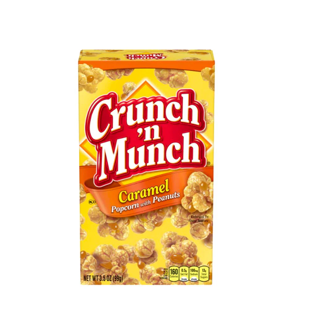 Crunch'n Munch Caramel Popcorn with Peanut, popcorn caramellati al gusto di arachidi da 99g