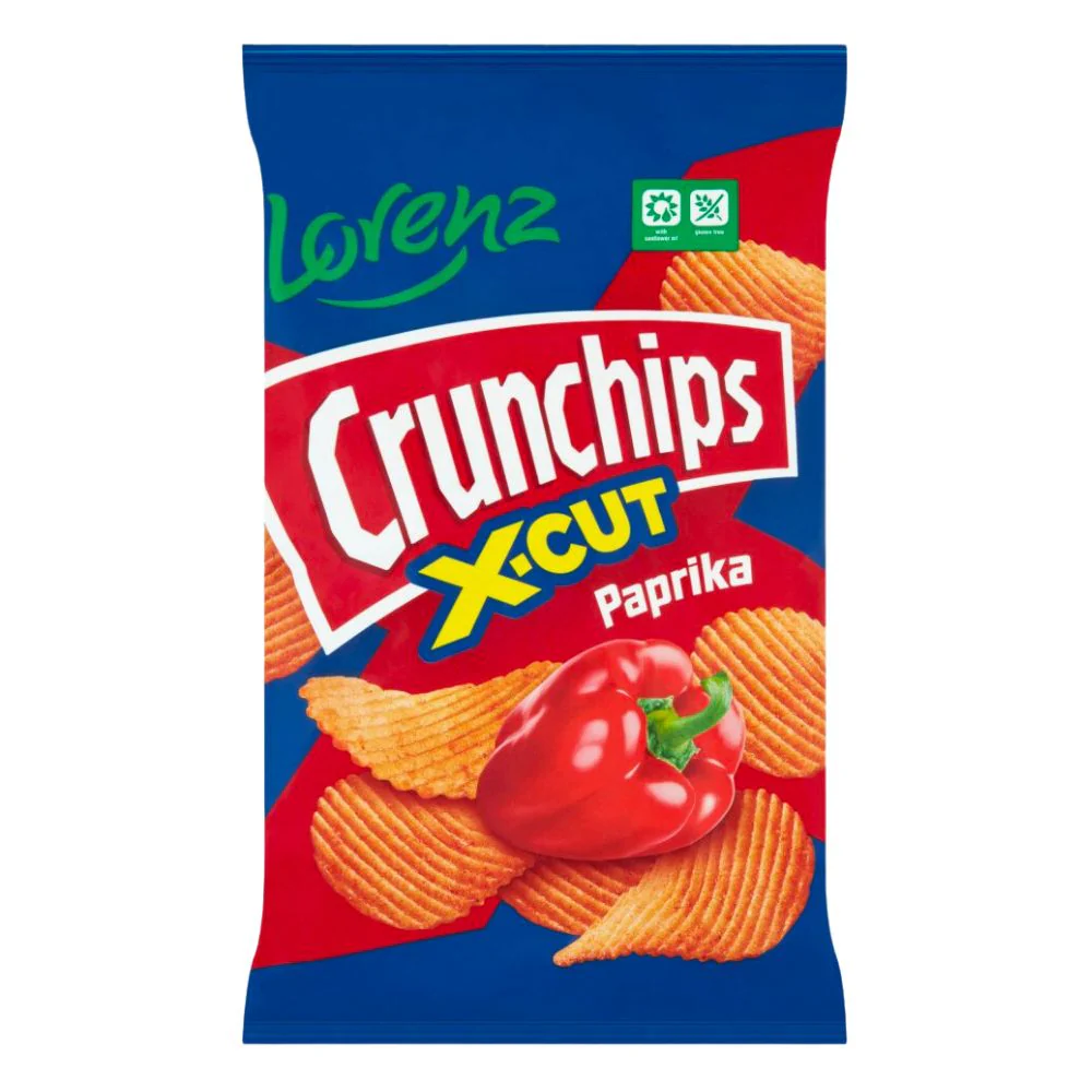 Lorenz Crunchips X-cut Paprika, patatine al gusto paprika da 75g