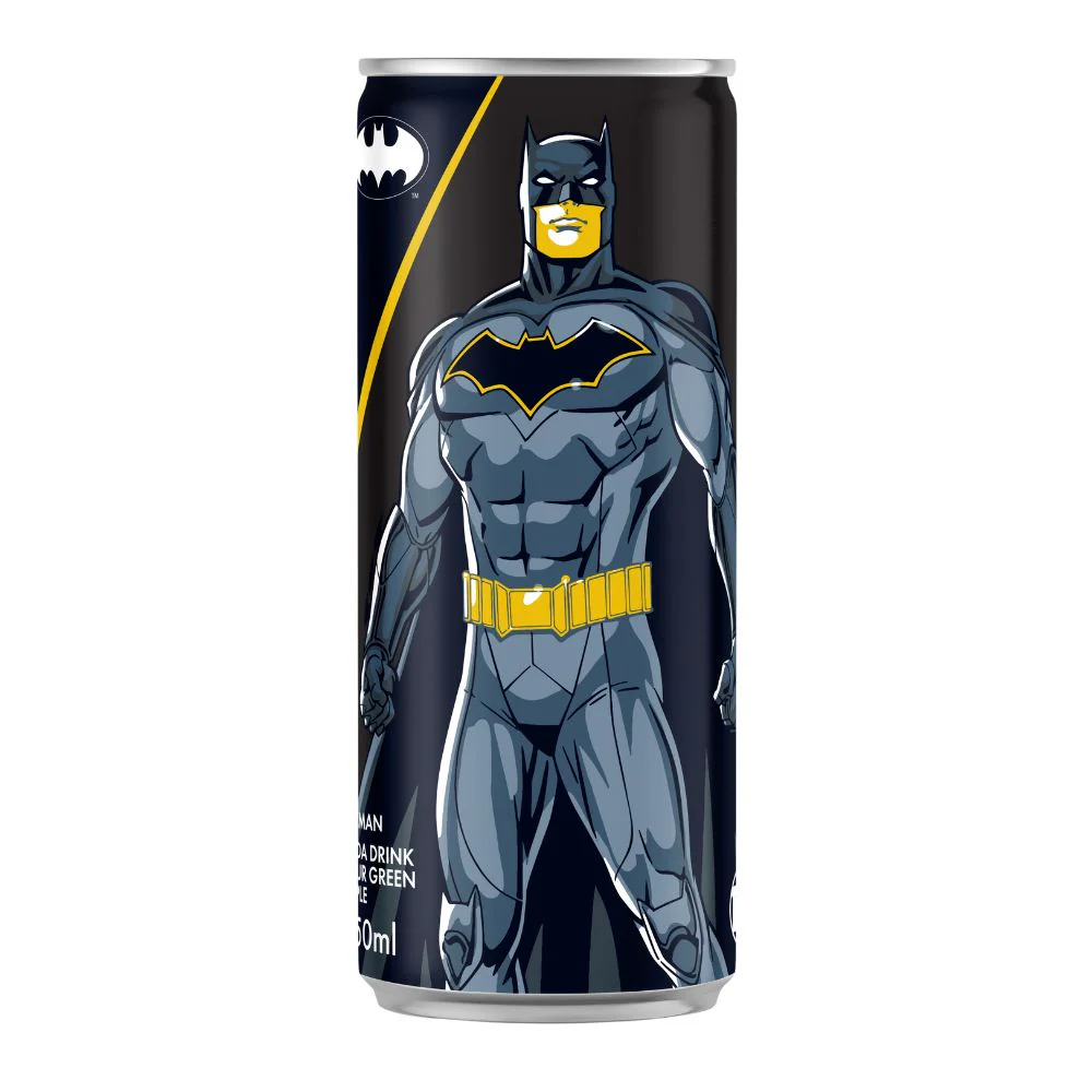 Batman Sour Green Apple Soda Drink, bevanda analcolica gassata al gusto di mela verde da 250ml