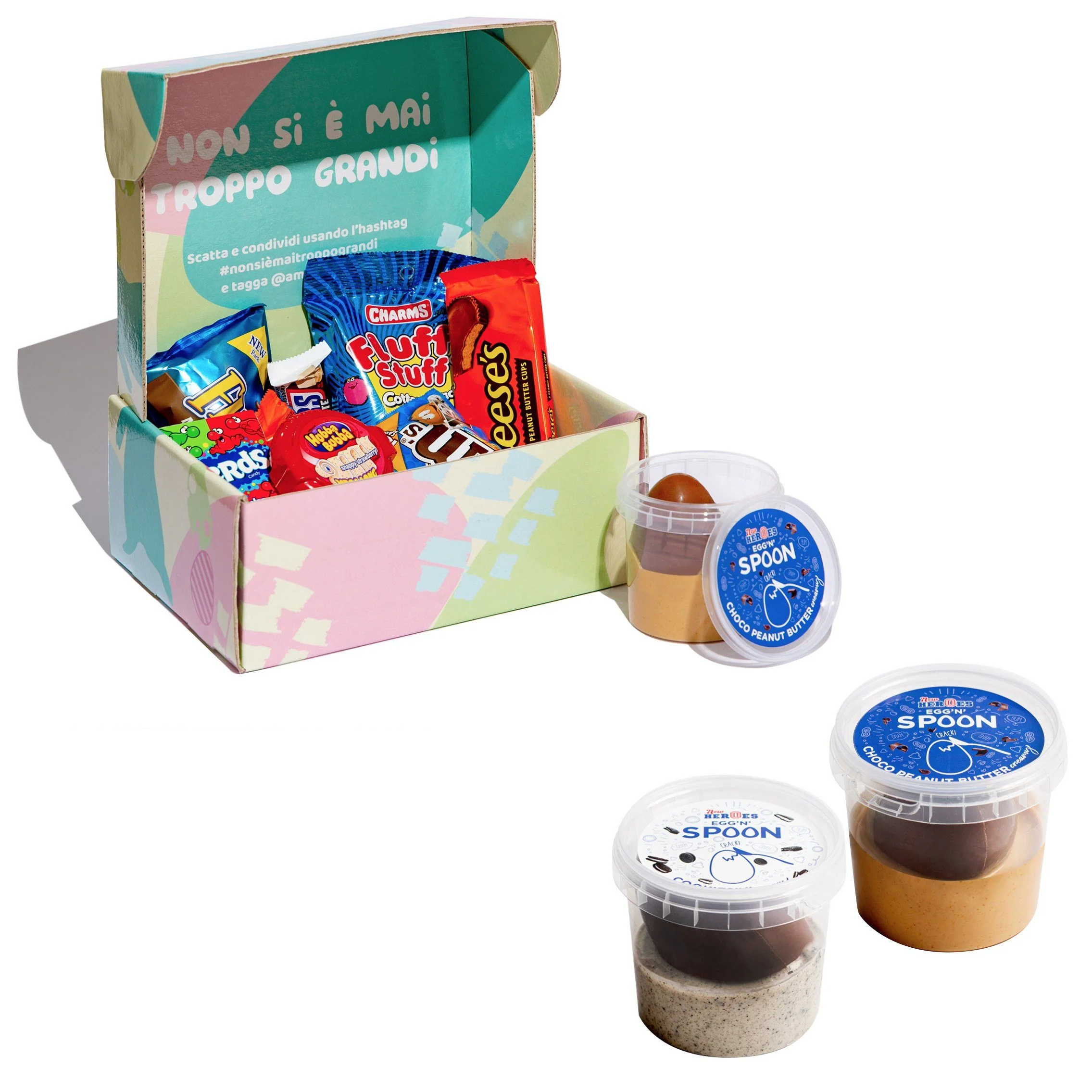 Easter Box con Egg'n'Spoon Choco Peanut Butter Creamy + Choco Peanut Butter Crunchy + Cookies'n'Cream