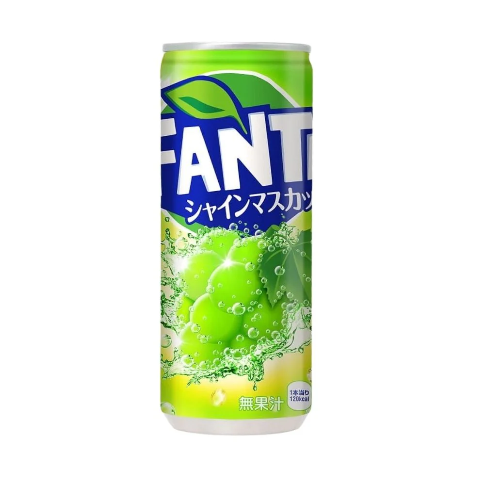 Fanta Shine Muscat Can Japan, bevanda gassata al gusto di uva da 250ml