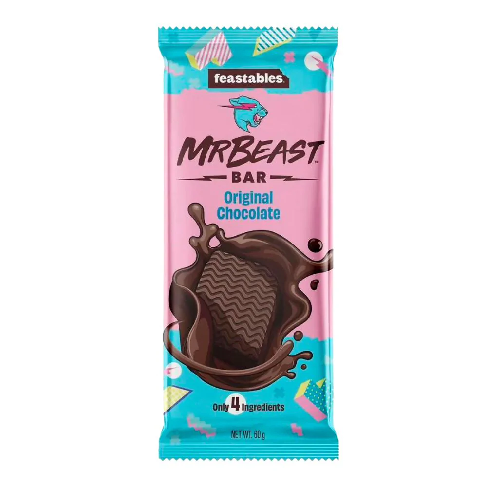 Feastables Mr Beast Bar Original Chocolate, barretta al cioccolato di Mr Beast da 60g