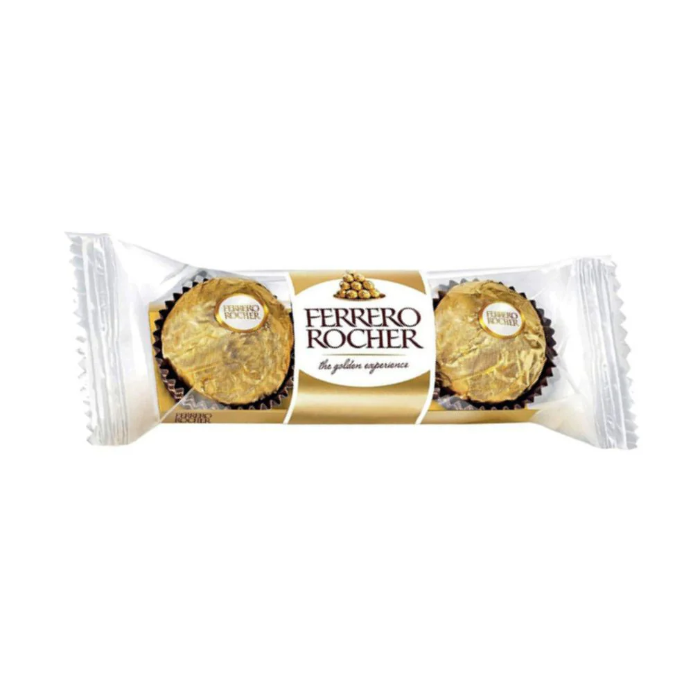 Ferrero Rocher, croccanti specialità al cioccolato al latte con nocciole e ripieno cremoso con nocciola intera da 37,5g