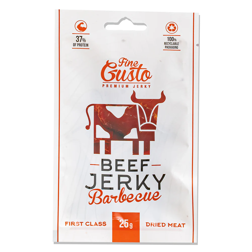 Fine Gusto Beef Jerky Barbecue, carne secca al barbecue da 25g