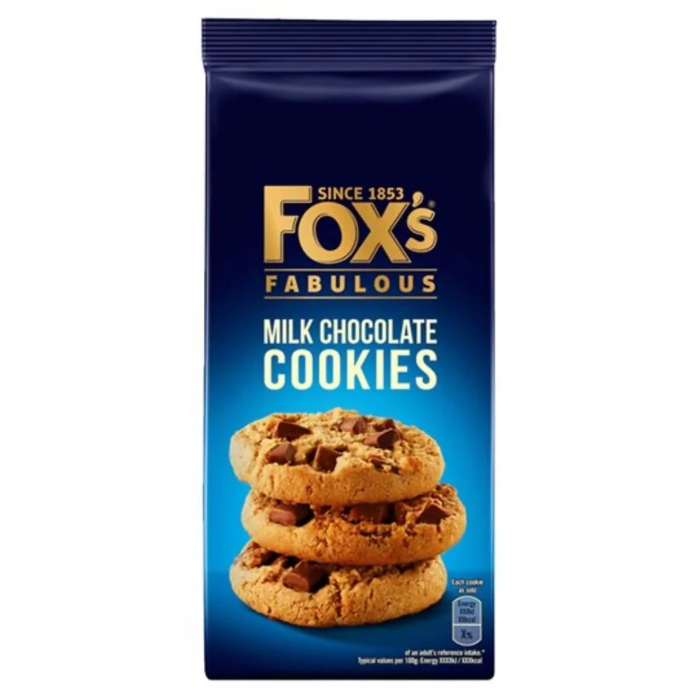 Fox's Milk Chocolate Cookies, biscotti con pezzi di cioccolato al latte da 180g