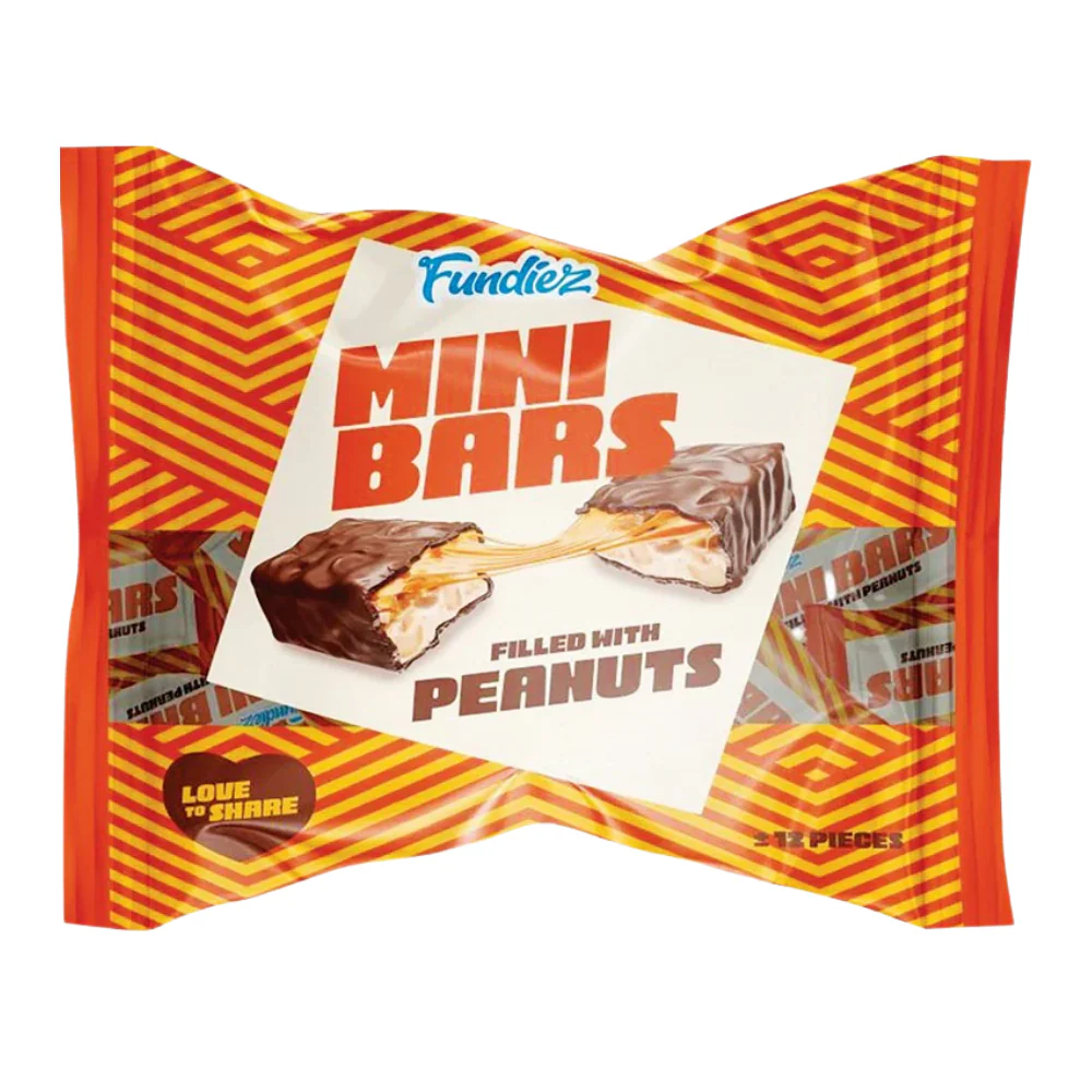 Fundiez Mini Bars Peanuts, barrette con caramello e arachidi ricoperte di cioccolato da 190g
