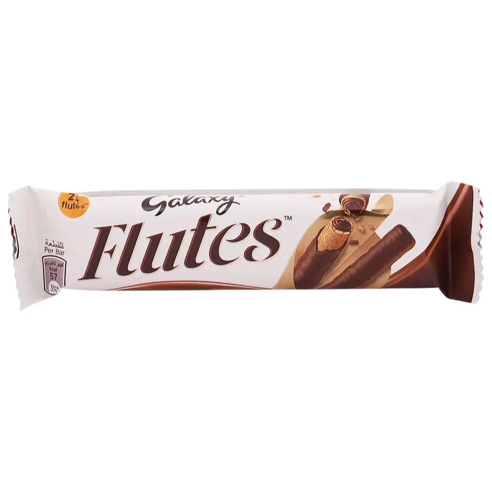 Galaxy Flutes Wafer Rolls, wafer arrotolato ricoperto e ripieno di cioccolato da 22,5g