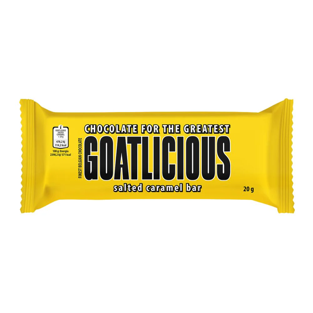 Goatlicious Salted Caramel Bar, tavoletta di cioccolato bianco e caramello salato da 20g
