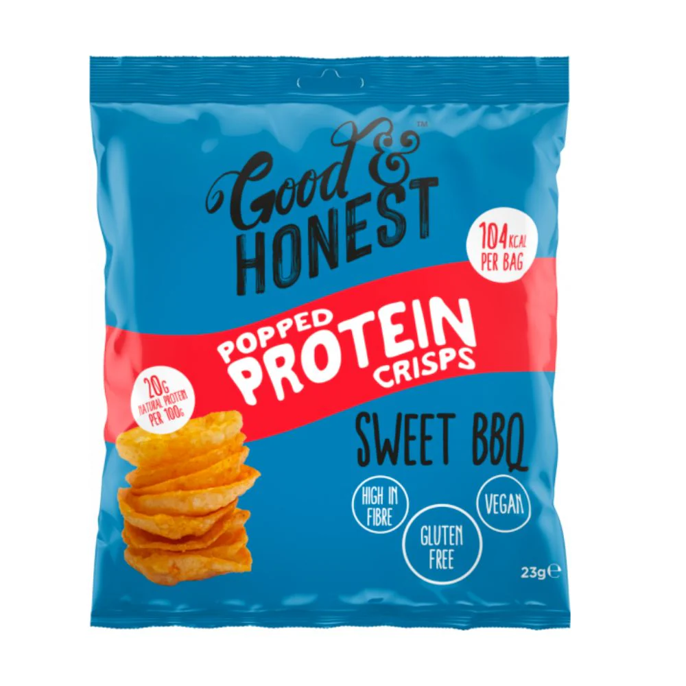 Good&Honest Popped Protein Crisps Sweet BBQ, patatine al barbecue da 23g