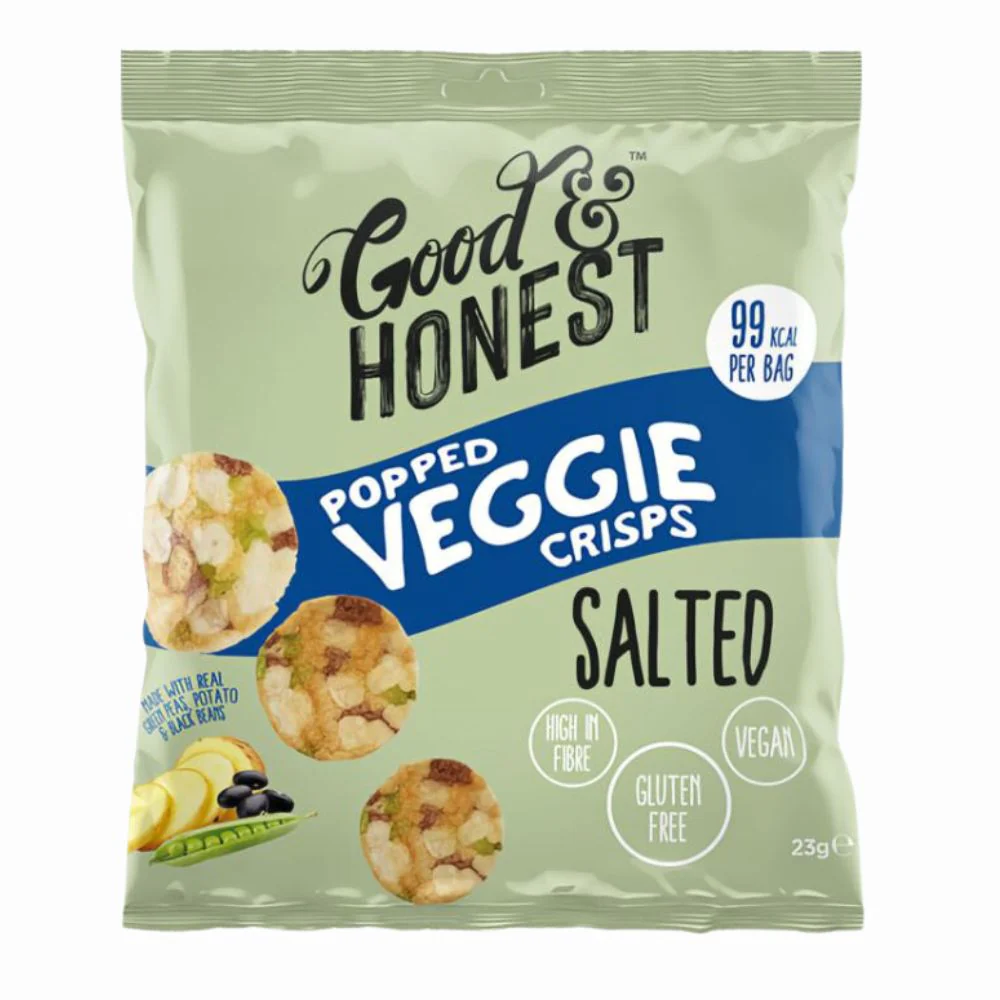 Good&Honest Popped Veggie Crisps Salted, patatine vegetariane salate da 23g