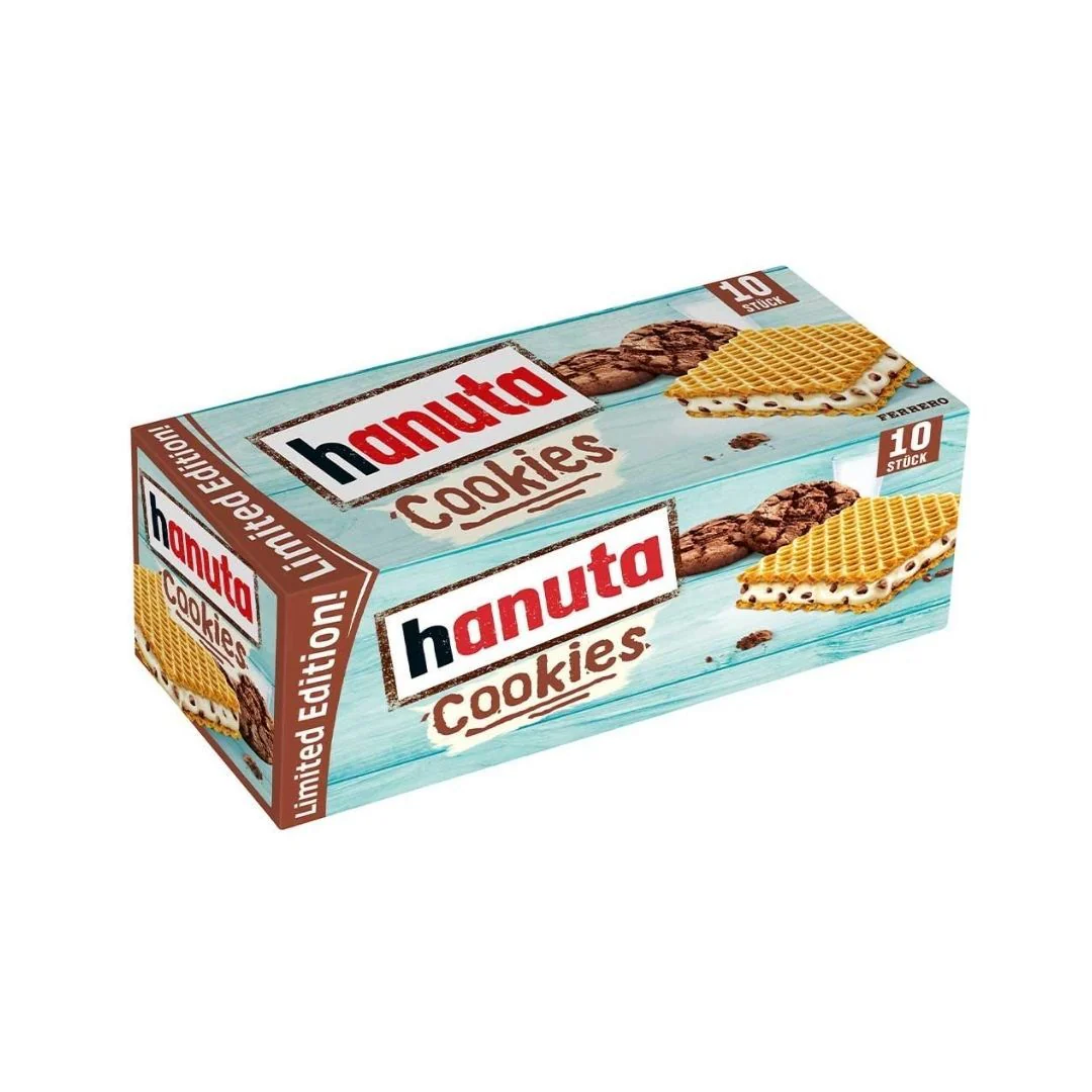 Hanuta Cookies, confezione da 10 wafer con crema alla vaniglia e pezzetti di cookies