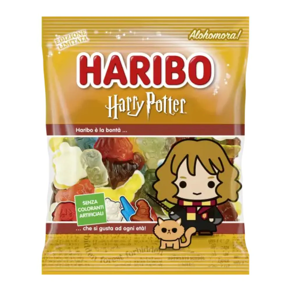 Haribo Hermione Edizione Limitata, caramelle al gusto di frutta e cola da 80g