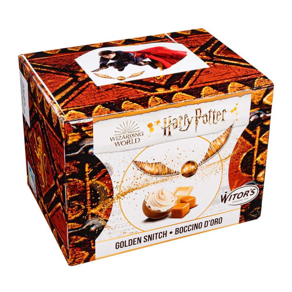 Harry Potter Boccino D'Oro, praline di cioccolato bianco al caramello con ripieno al latte e caramello croccante da 150g