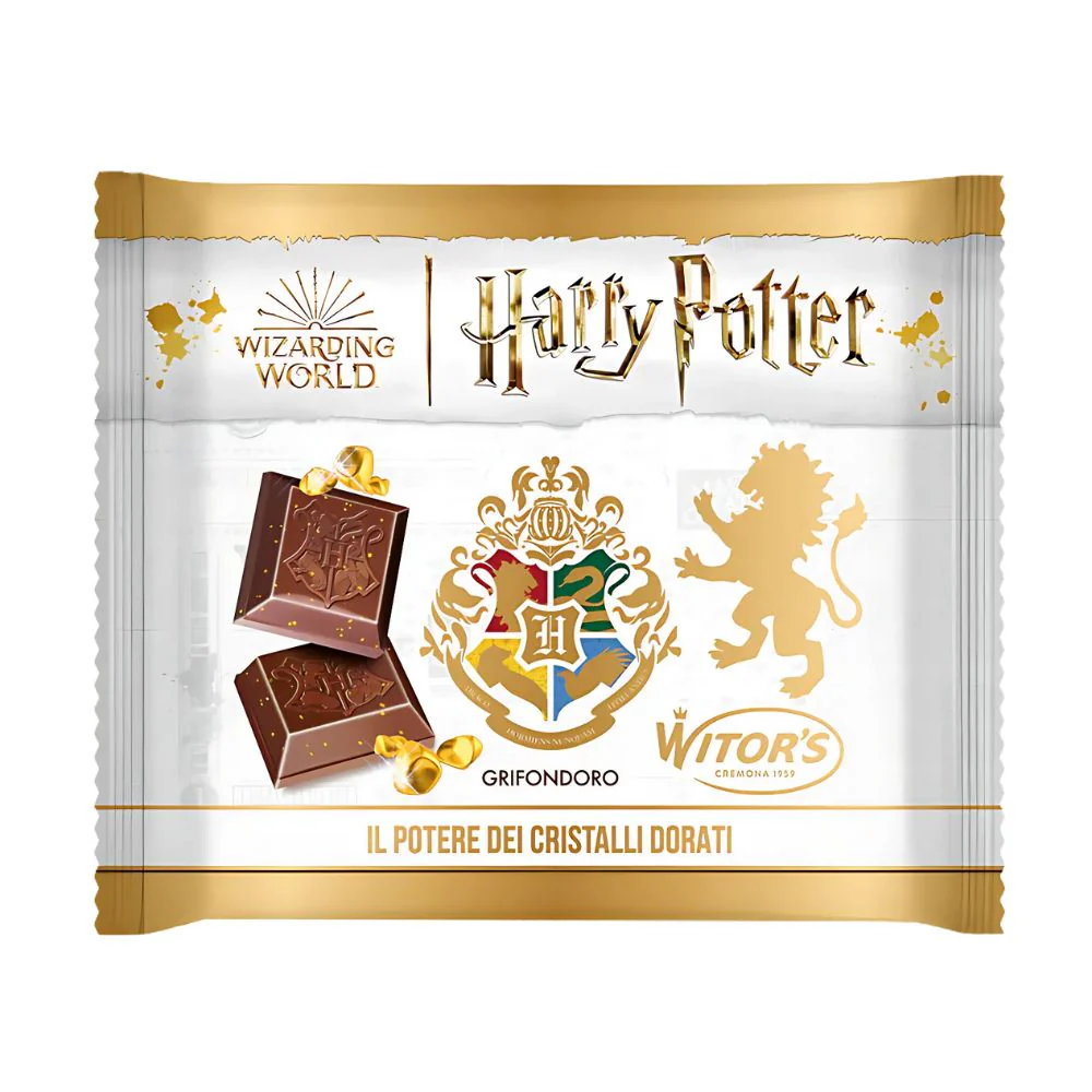 Harry Potter Milk Choco Bar With Golden Crystals, tavoletta di cioccolato al latte con granelli di zucchero colorati da 50g