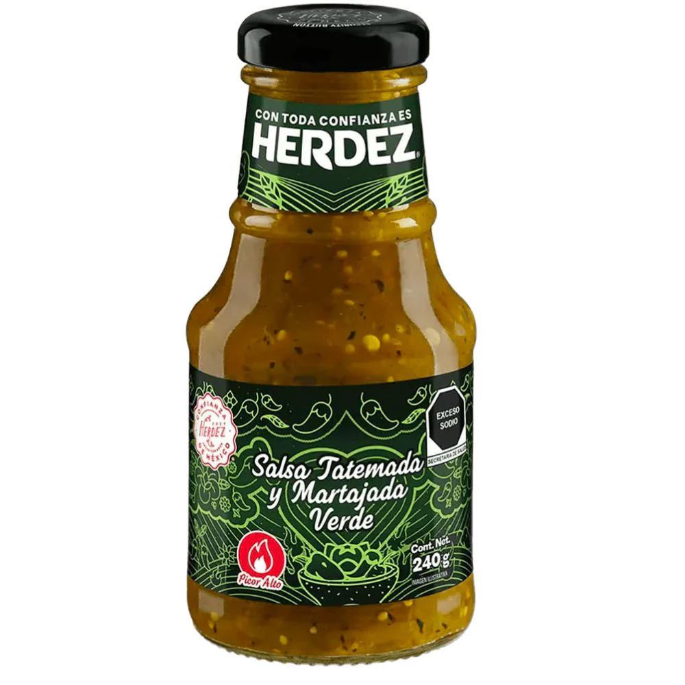 Herdez Salsa Totemada y Martajada Verde, salsa piccante al gusto di affumicato da 240g