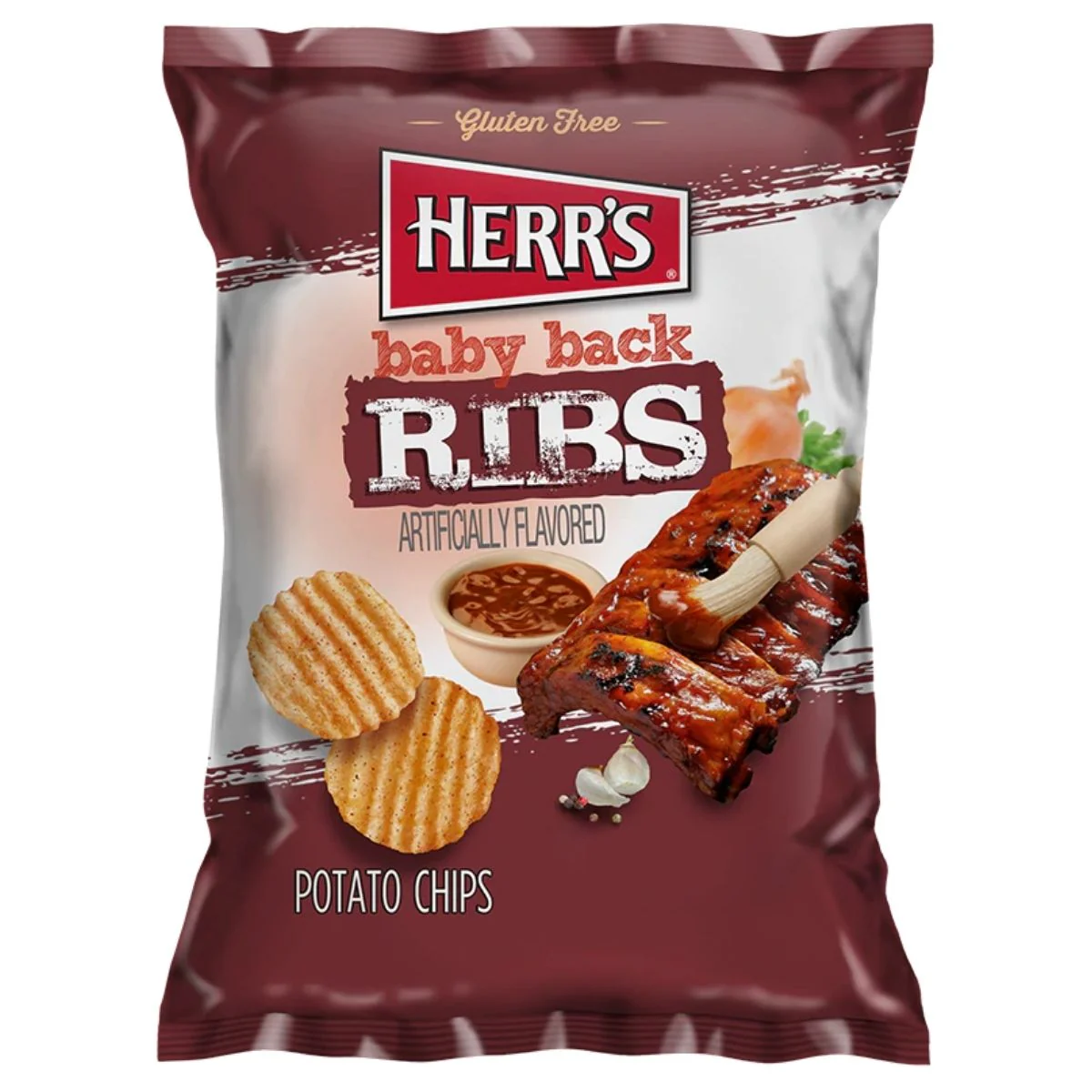 Herr's Baby Back Ribs Potato Chips, confezione di patatine da 170g