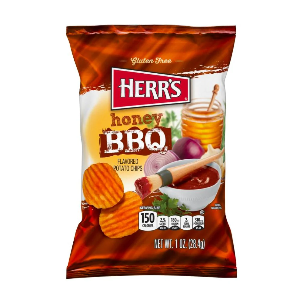 Herr's Honey BBQ, confezione di patatine da 28g