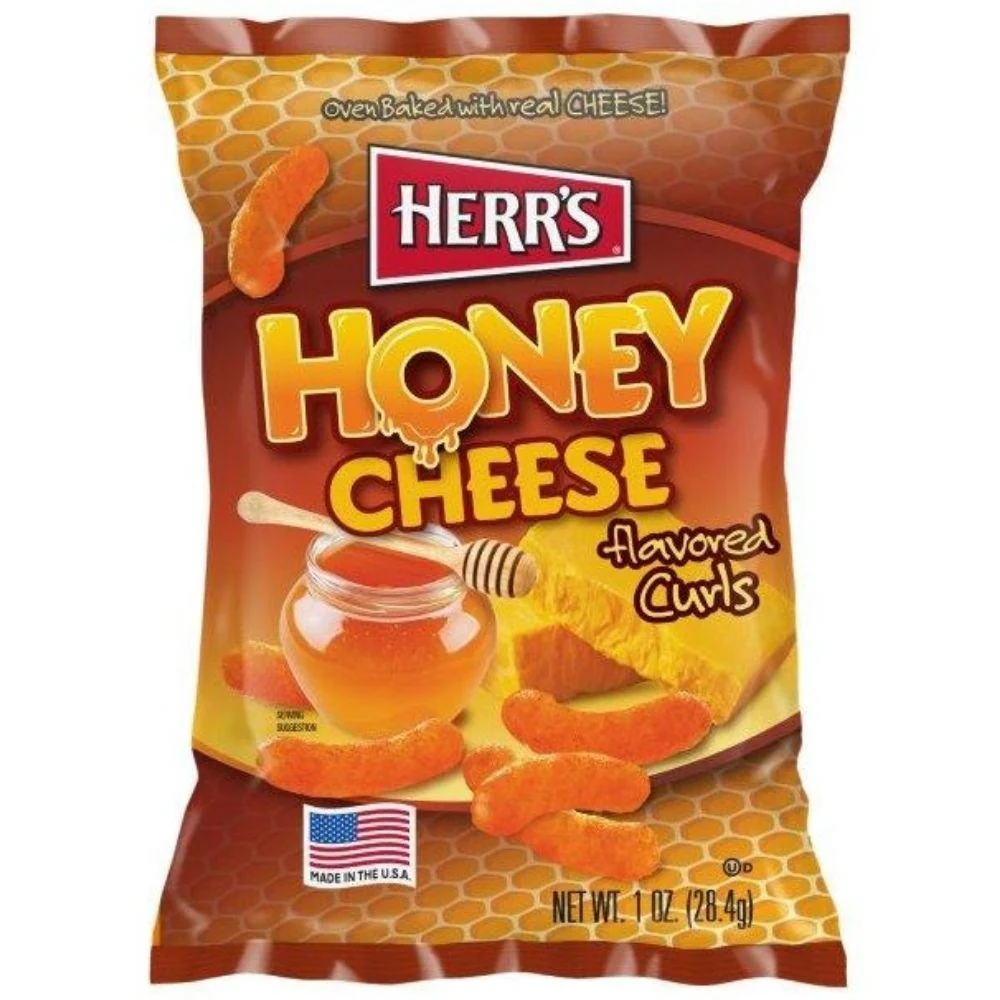 Herr's Honey Cheese Curls, patatine al formaggio e miele da 28g