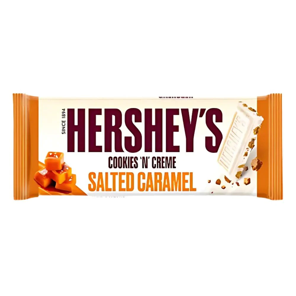 Hershey's Cookies 'n' Creme Salted Caramel, barretta di cioccolato bianco con biscotti al caramello salato 90g